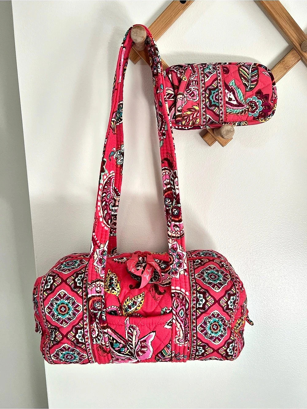 Vera Bradley Call Me Coral 100 Bag & Glasses Case